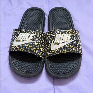 Nike  Black With flowers Slide Sandals